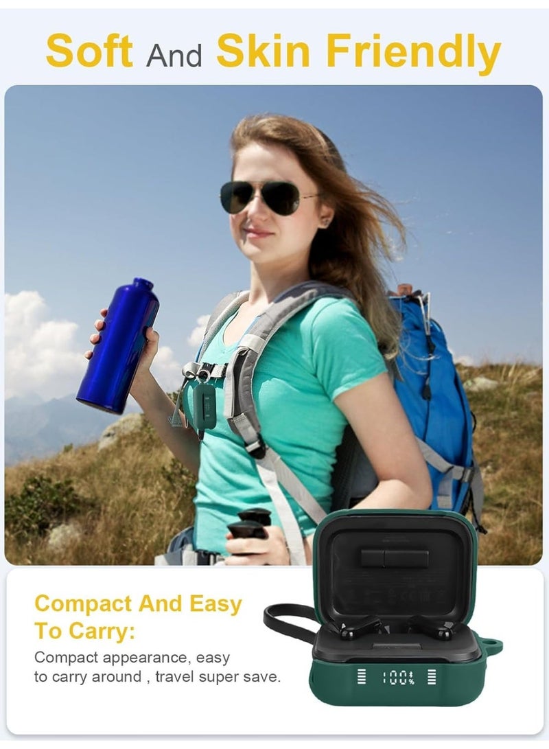 غطاء حماية من السيليكون الناعم من داونكي لسماعات الأذن اللاسلكية ساوندكور P41i من إن كر، جراب جلدي مزود بحلقة تعليق، حماية كاملة، أخضر - Image 2